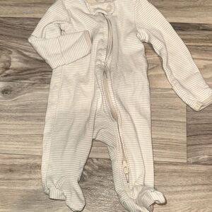 Striped Cream Baby One Piece